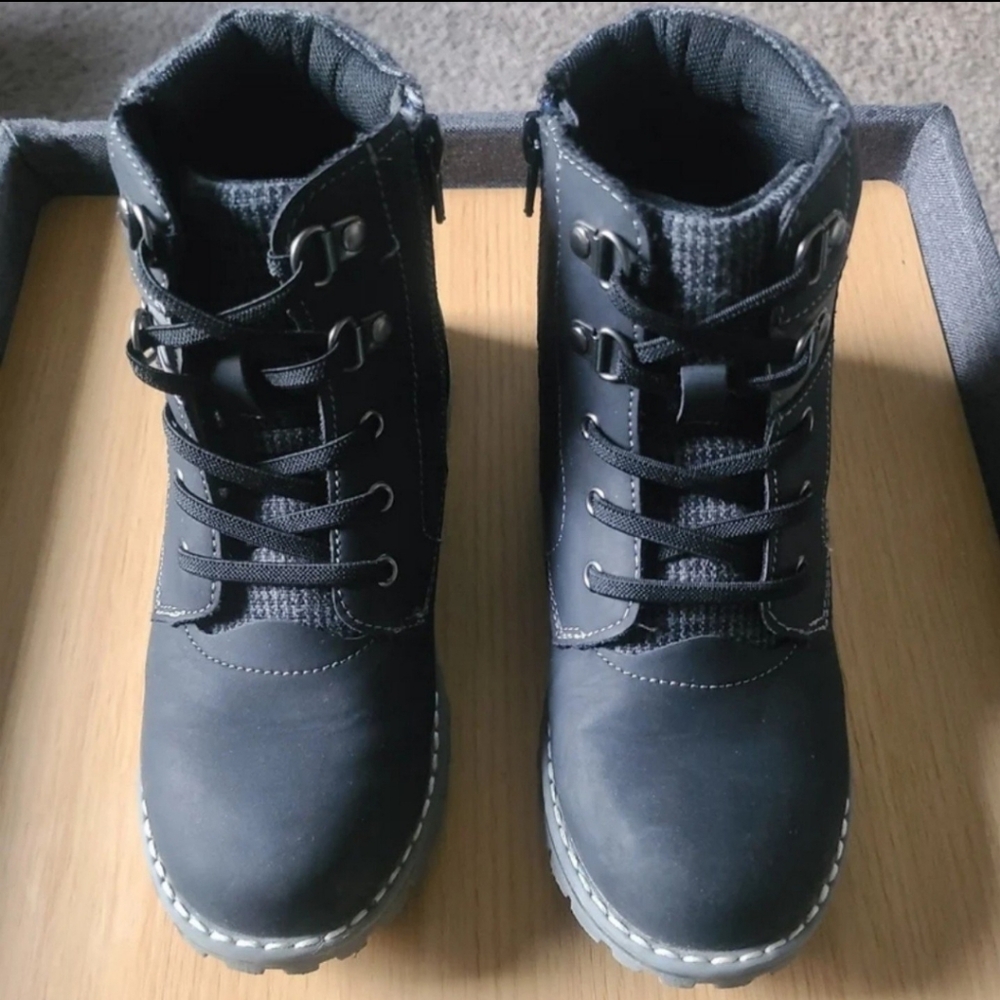 Black Boots Bruno Marc Boys Girls Ankle Boots Side Zipper Outdoor Comfort